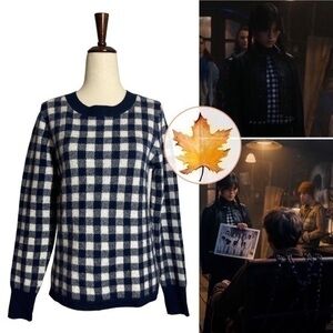 J. .Crew • Gingham Checkered Cashmere Sweater XS ASO Wednesday Addams